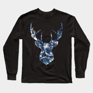 Blue Christmas Stag Long Sleeve T-Shirt